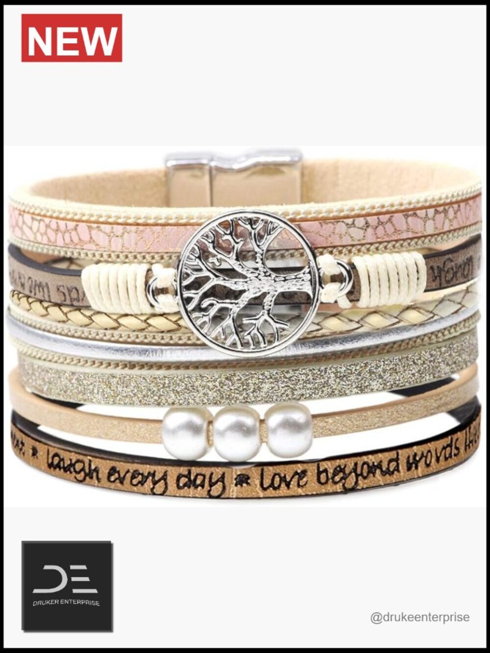 Tree of Life Boho Leather Wrap Bracelet, Inspirational Gift for Women Teen Girls